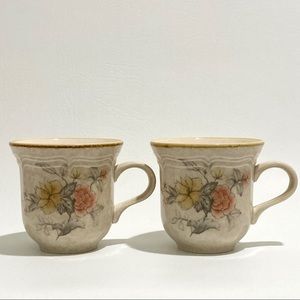 LAST CHANCE 😍 Mikasa Country Charm Prairie Rose Coffee Tea Mug, set 2